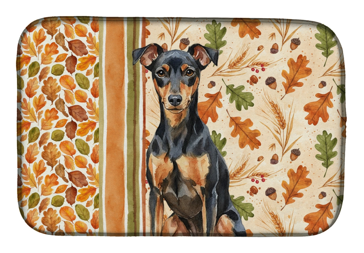 Picture of Carolines Treasures WDK7908DDM 21 x 14 in. Manchester Terrier Heirloom Fall Dish Drying Mat - Multi Color