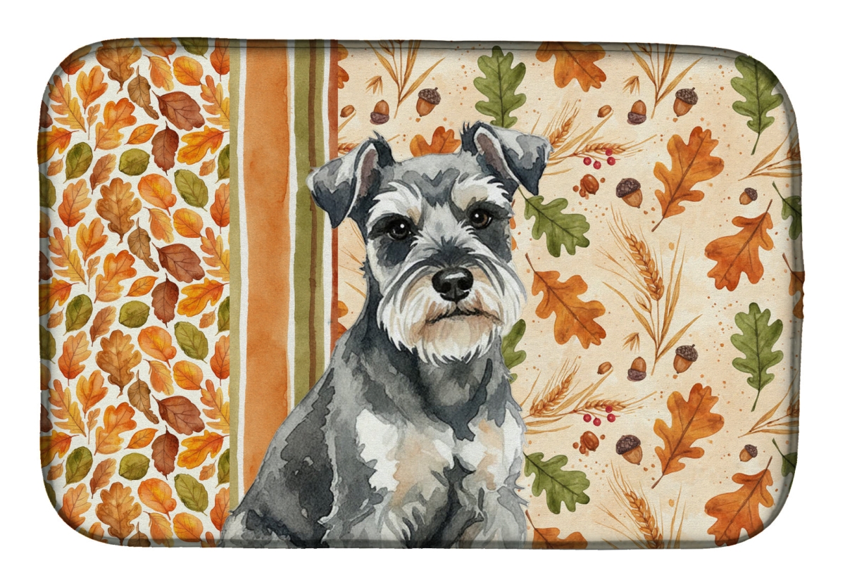 Picture of Carolines Treasures WDK7919DDM 21 x 14 in. Miniature Schnauzer Heirloom Fall Dish Drying Mat - Multi Color