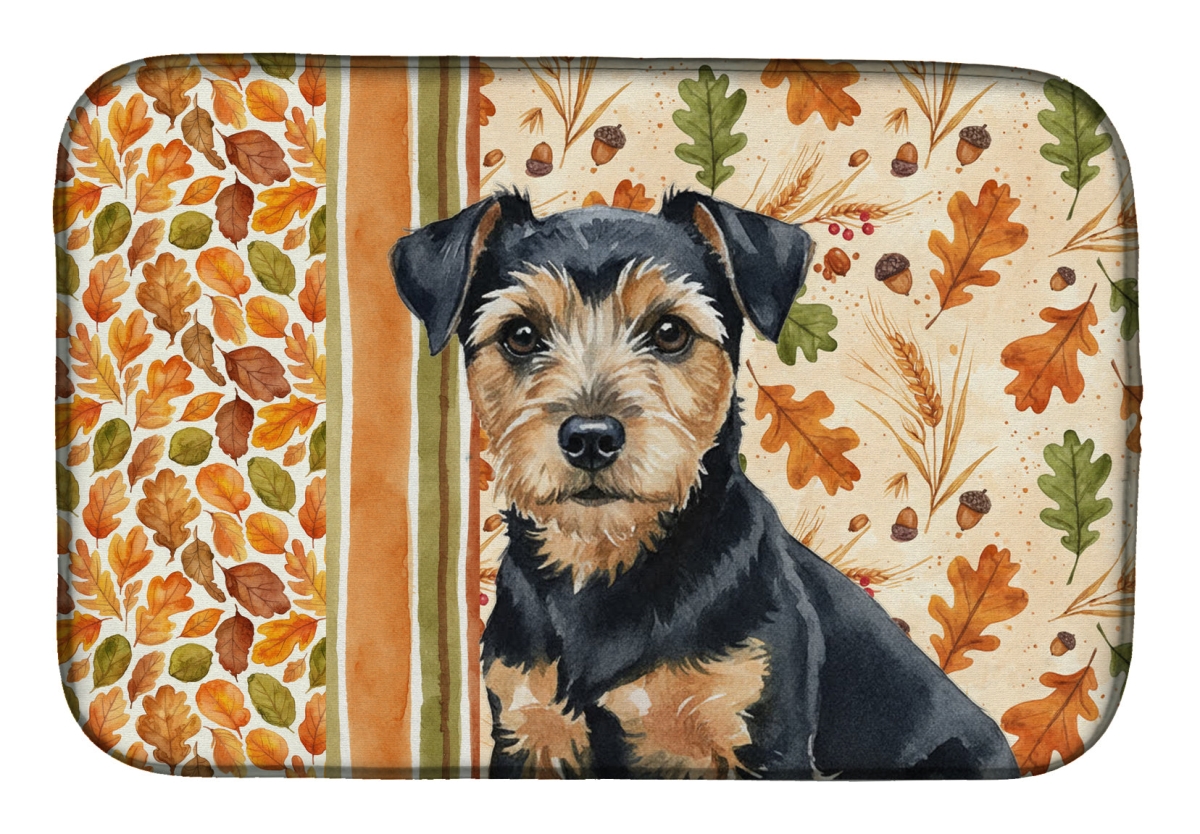 Picture of Carolines Treasures WDK7928DDM 21 x 14 in. Black & Tan Norfolk Terrier Heirloom Fall Dish Drying Mat - Multi Color