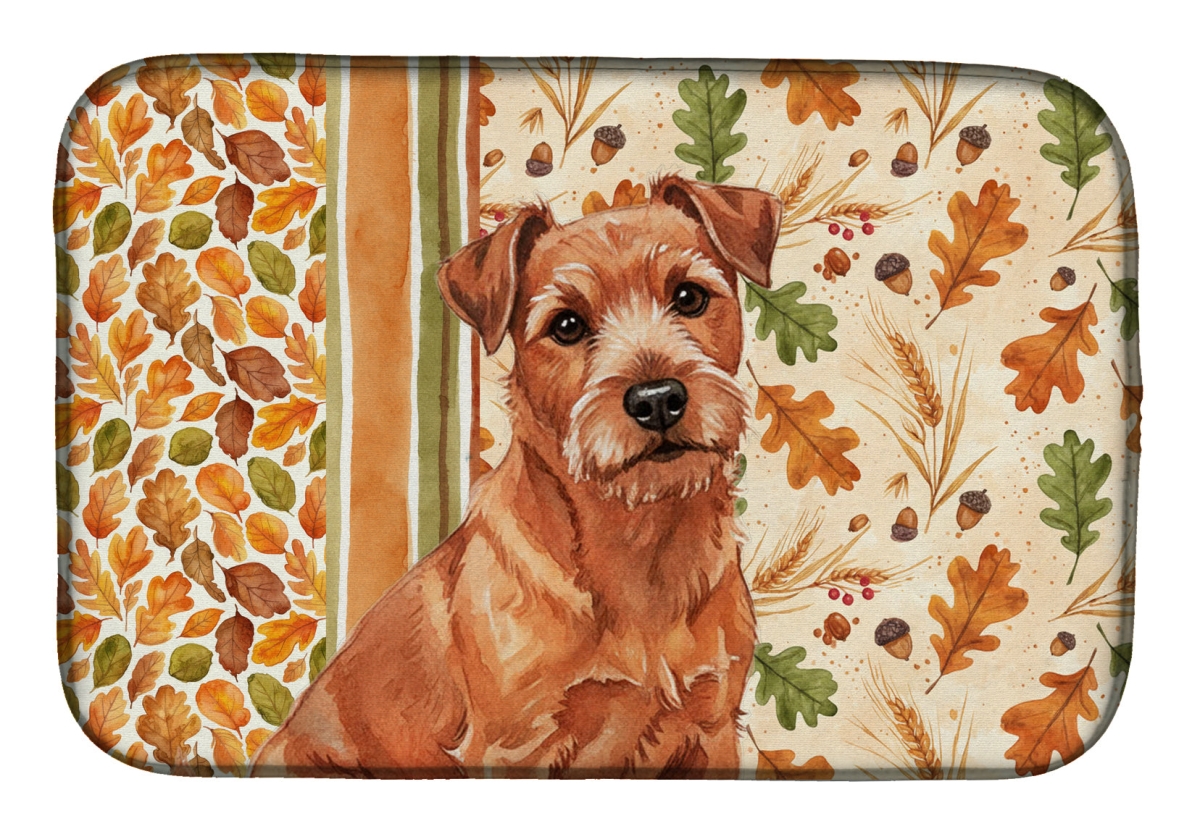 Picture of Carolines Treasures WDK7930DDM 21 x 14 in. Red Norfolk Terrier Heirloom Fall Dish Drying Mat - Multi Color