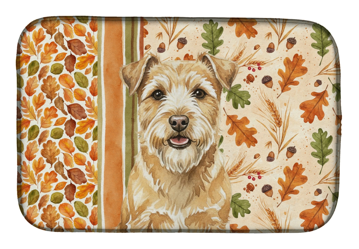 Picture of Carolines Treasures WDK7931DDM 21 x 14 in. Wheaten Norfolk Terrier Heirloom Fall Dish Drying Mat - Multi Color