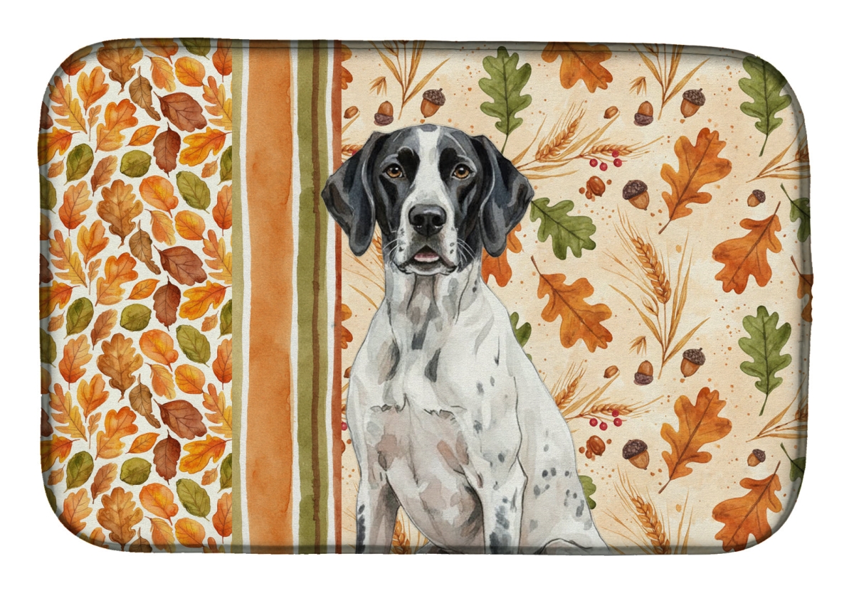 Picture of Carolines Treasures WDK7954DDM 21 x 14 in. Black & White Pointer Heirloom Fall Dish Drying Mat - Multi Color