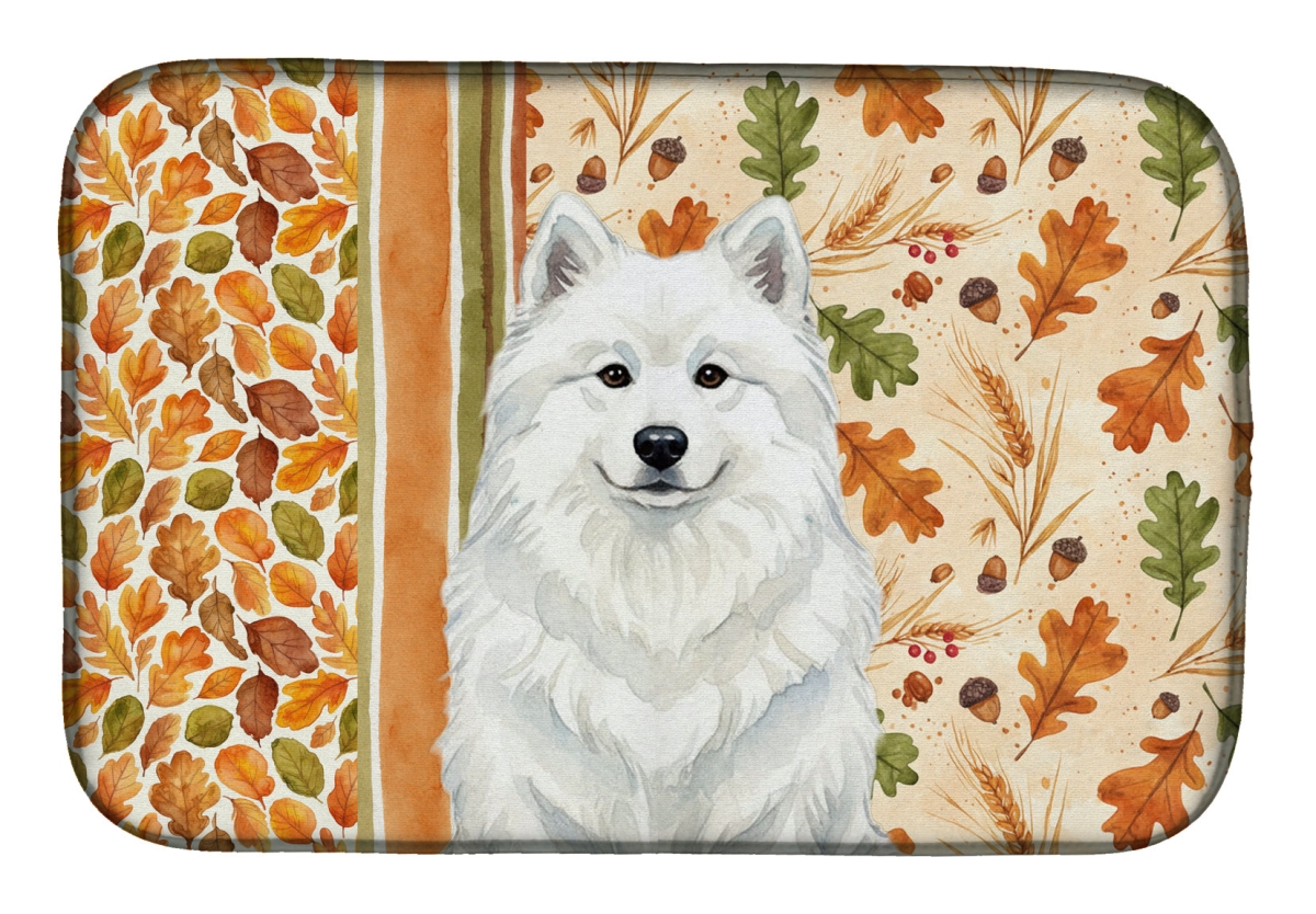 WDK7999DDM 21 x 14 in. White Samoyed Heirloom Fall Dish Drying Mat - Multi Color