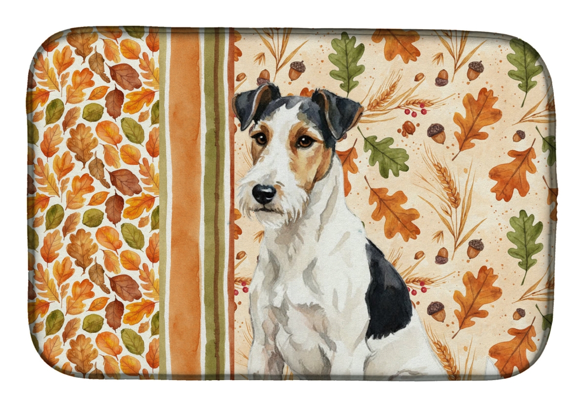 WDK8025DDM 21 x 14 in. Smooth Fox Terrier Heirloom Fall Dish Drying Mat - Multi Color