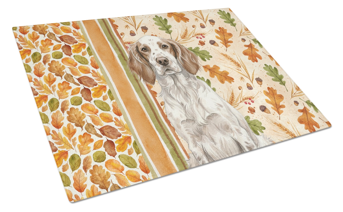 Picture of Carolines Treasures WDK7829LCB 15 x 12 in. Liver Belton English Setter Heirloom Fall Glass Cutting Board