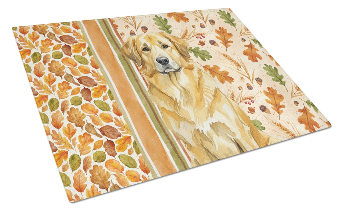 Picture of Carolines Treasures WDK7898LCB 15 x 12 in. Lion Yellow Leonberger Heirloom Fall Glass Cutting Board