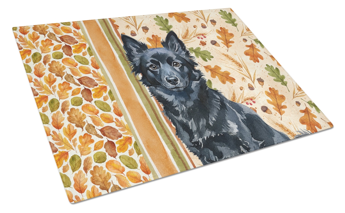 Picture of Carolines Treasures WDK8000LCB 15 x 12 in. Schipperke Heirloom Fall Glass Cutting Board