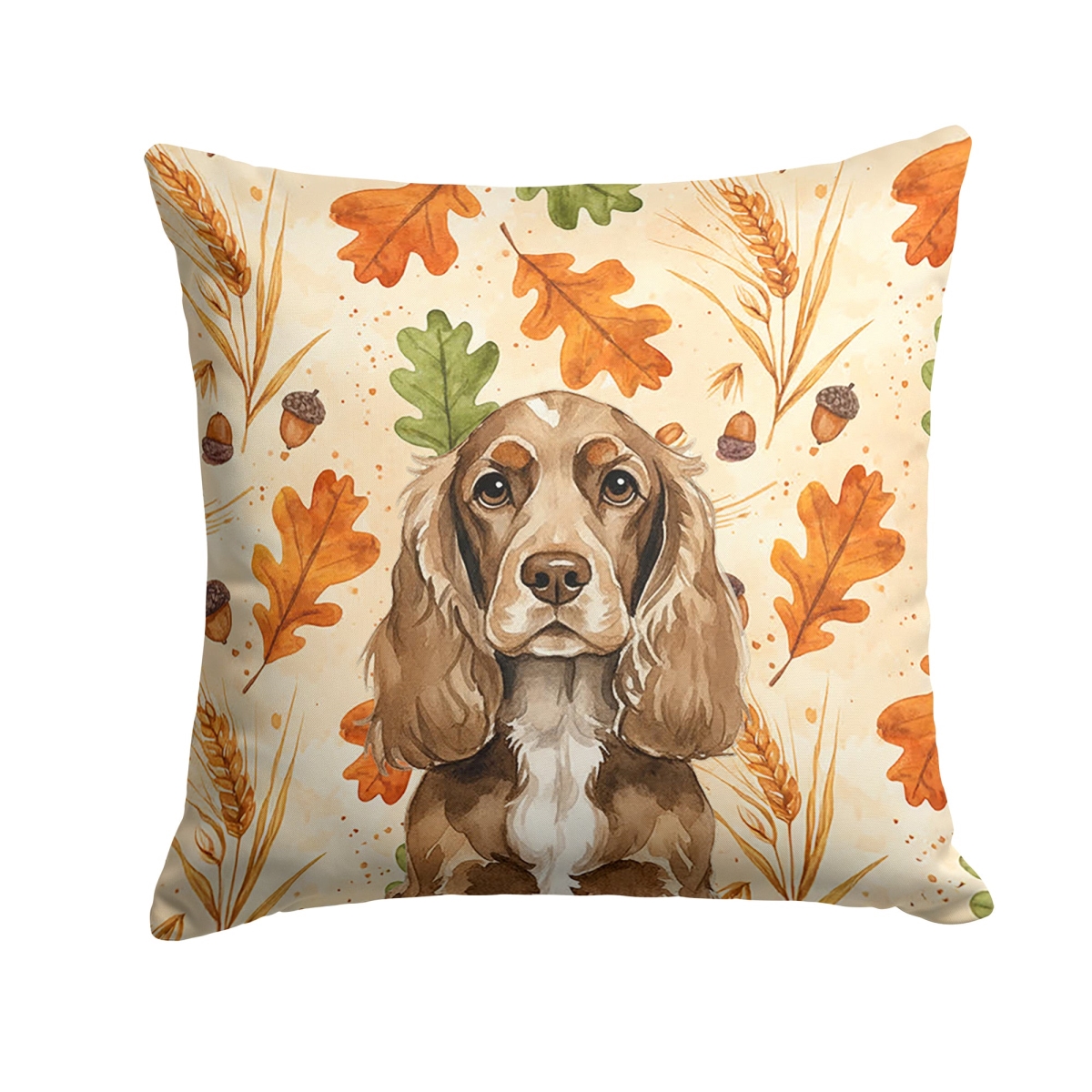 WDK7783PW1414 14 x 14 in. Chocolate Cocker Spaniel Heirloom Fall Throw Pillow