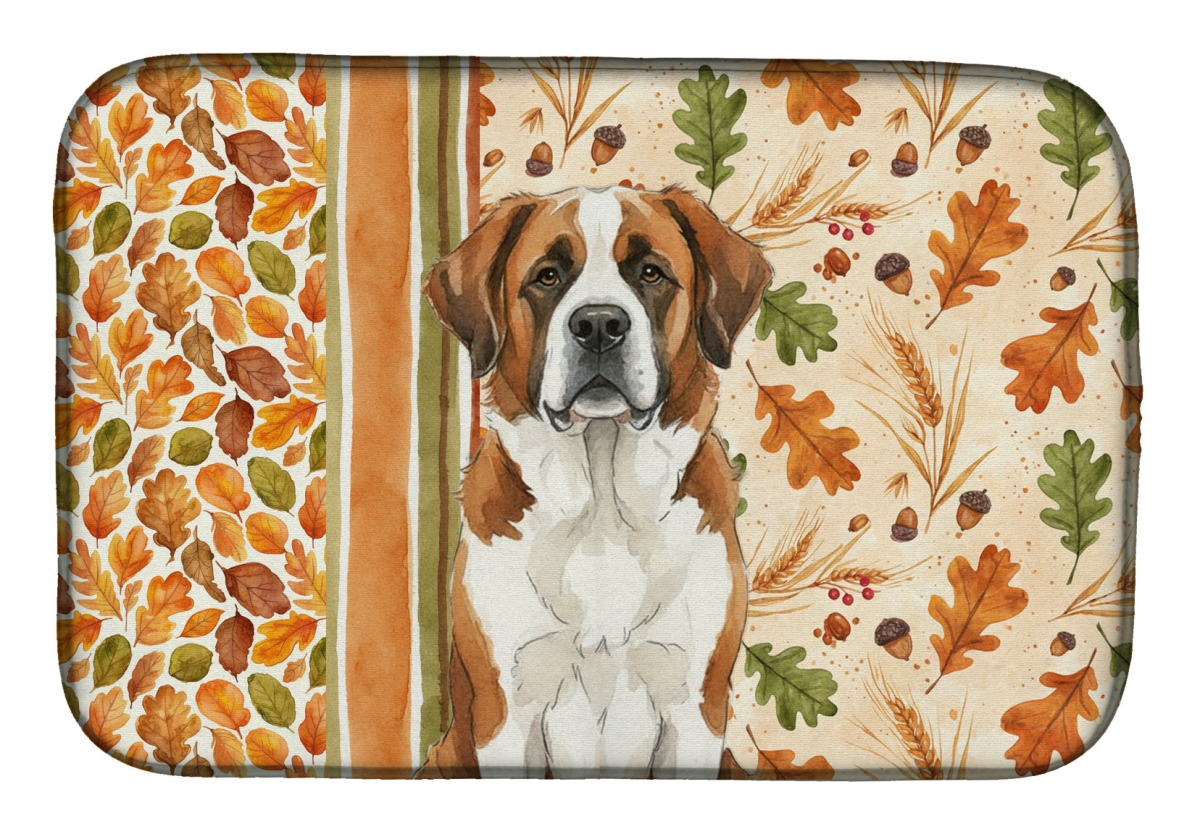 Picture of Carolines Treasures WDK7993DDM 21 x 14 in. Brown & White Saint Bernard Heirloom Fall Dish Drying Mat - Multi Color