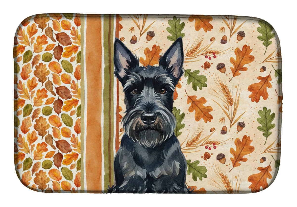 WDK8005DDM 21 x 14 in. Scottish Terrier Heirloom Fall Dish Drying Mat - Multi Color