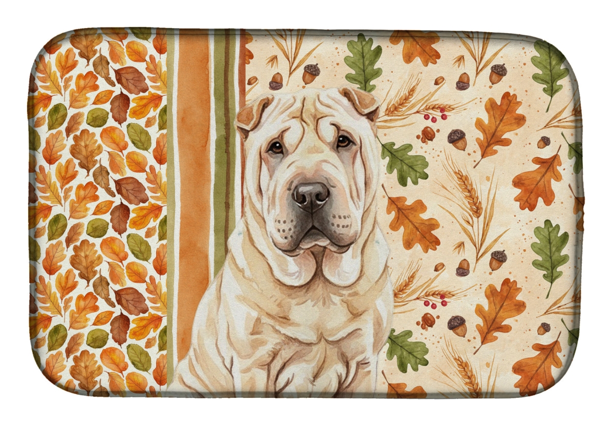 WDK8008DDM 21 x 14 in. Shar Pei Heirloom Fall Dish Drying Mat - Multi Color