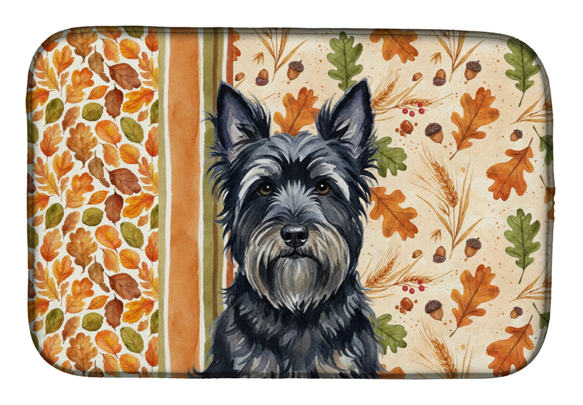 WDK8023DDM 21 x 14 in. Black Skye Terrier Heirloom Fall Dish Drying Mat - Multi Color