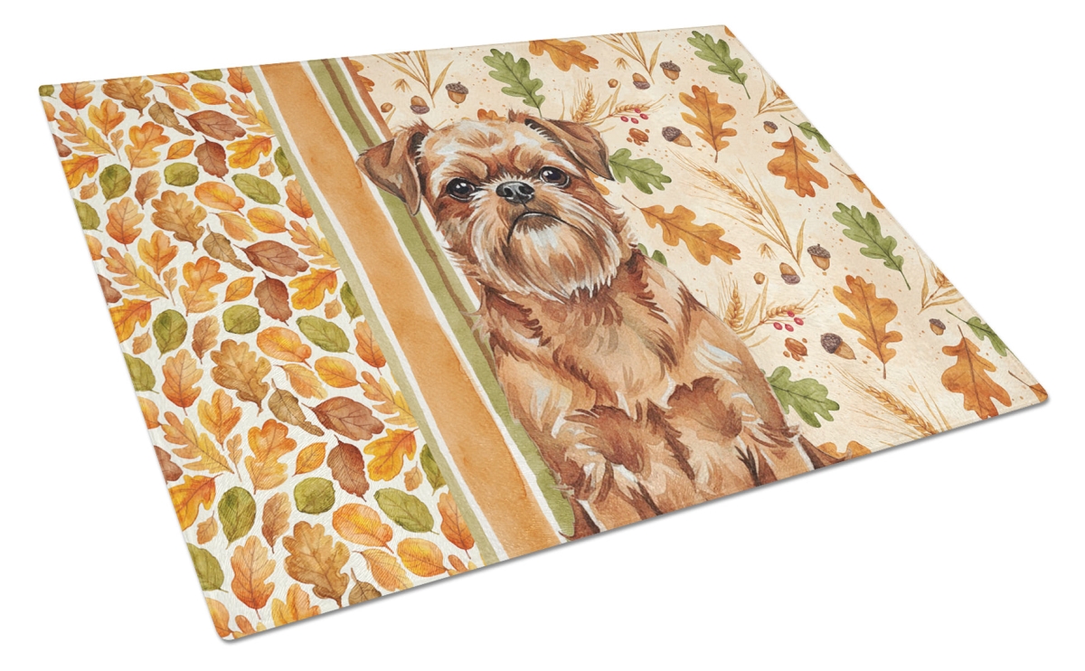 WDK7748LCB 15 x 12 in. Red Brussels Griffon Heirloom Fall Glass Cutting Board