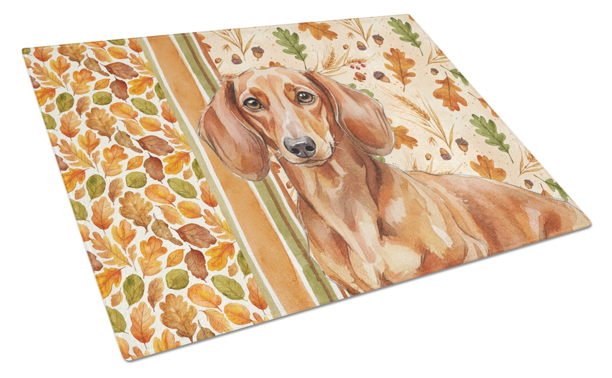 Picture of Carolines Treasures WDK7800LCB 15 x 12 in. Red Brown Dachshund Heirloom Fall Glass Cutting Board