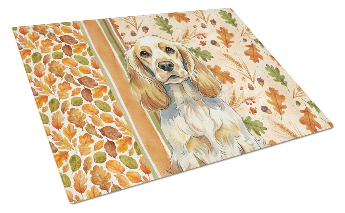 Picture of Carolines Treasures WDK7819LCB 15 x 12 in. Lemon Roan English Cocker Spaniel Heirloom Fall Glass Cutting Board