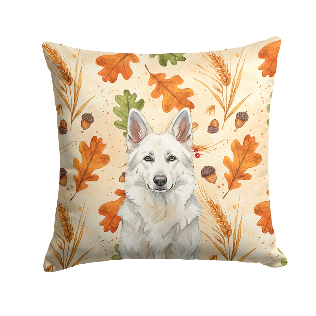 WDK7847PW1818 18 x 18 in. White German Shepherd Heirloom Fall Throw Pillow