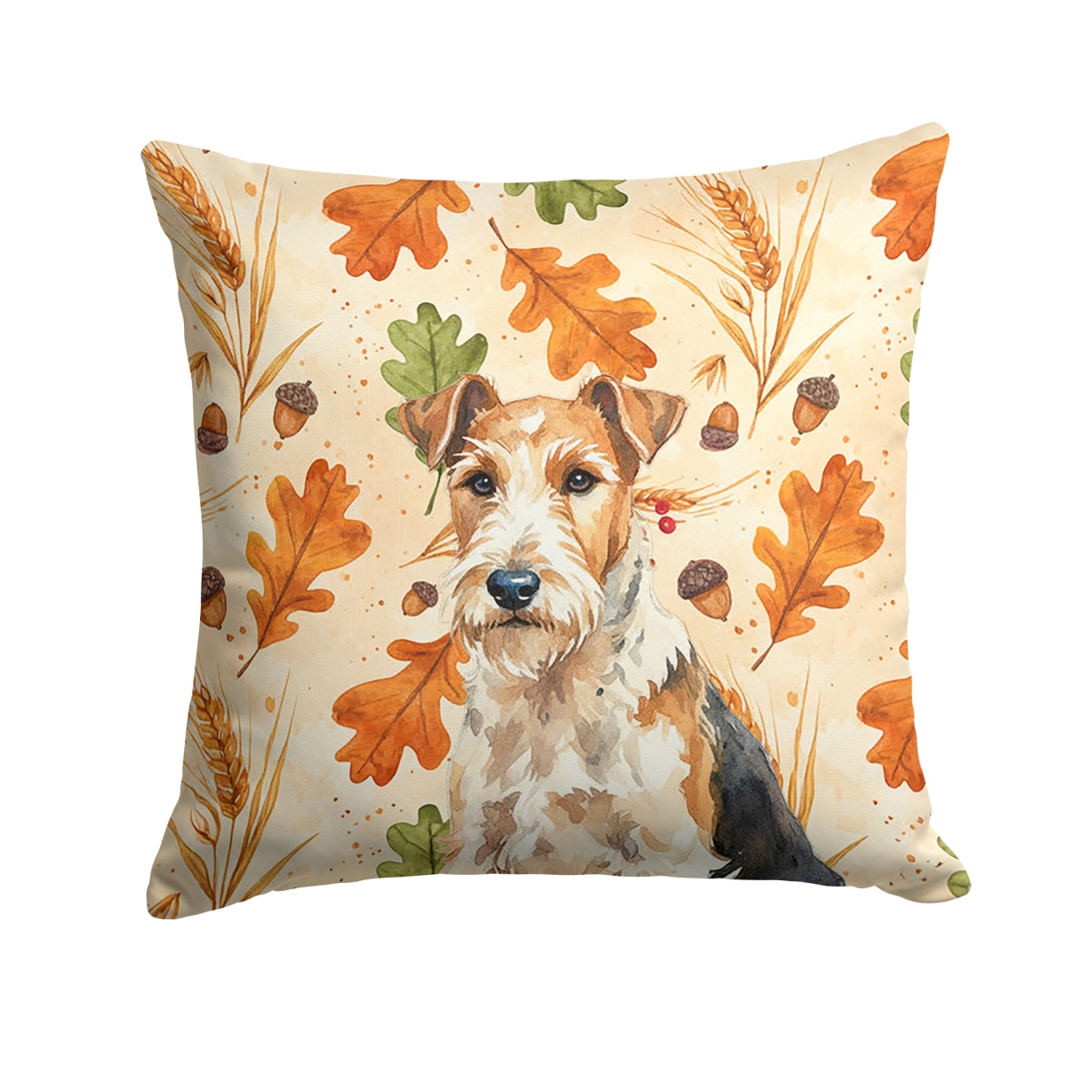 WDK8057PW1414 14 x 14 in. Wire Fox Terrier Heirloom Fall Throw Pillow