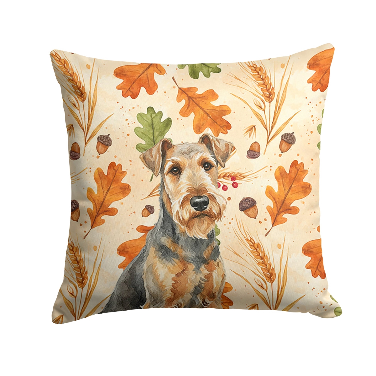 WDK7668PW1818 18 x 18 in. Grizzle Airedale Terrier Heirloom Fall Throw Pillow