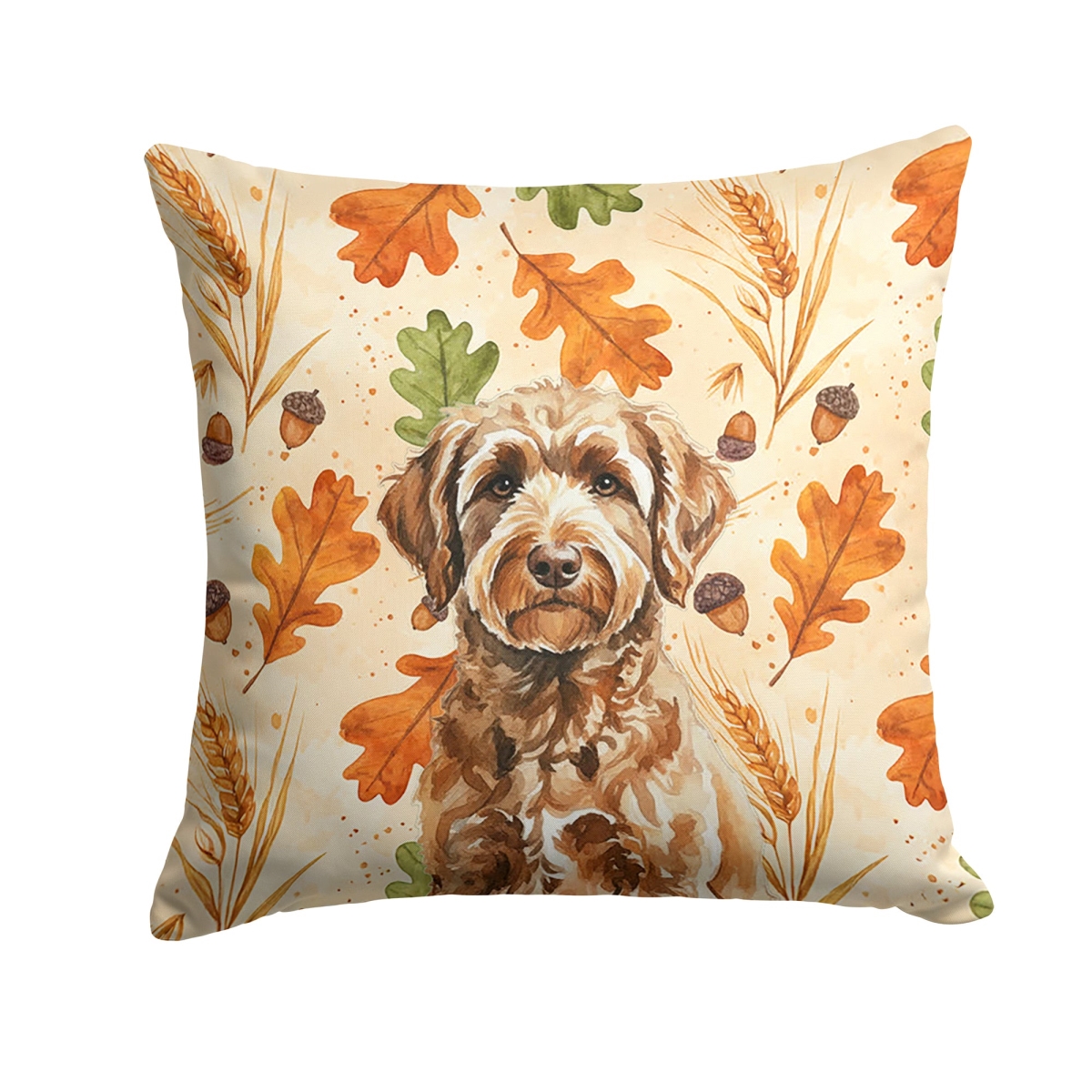 WDK7890PW1818 18 x 18 in. Chocolate Labradoodle Heirloom Fall Throw Pillow