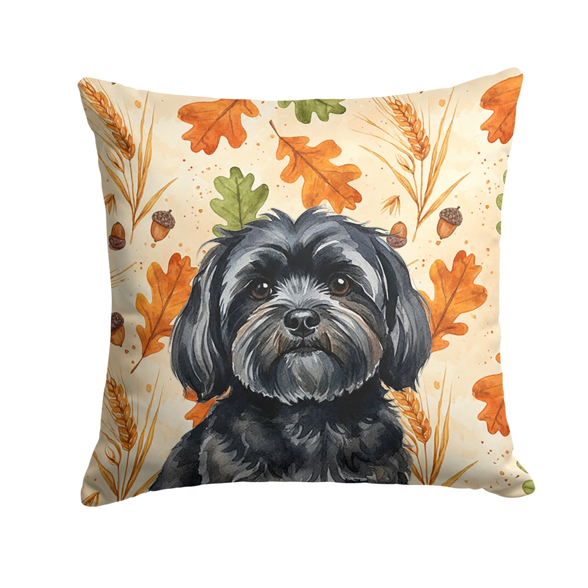 WDK7901PW1818 18 x 18 in. Black Lhasa Apso Heirloom Fall Throw Pillow