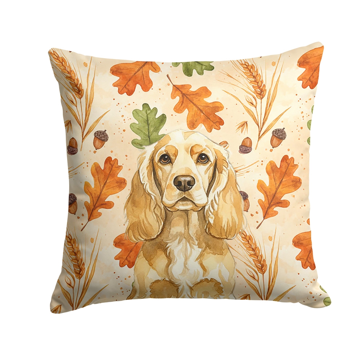 WDK7782PW1818 18 x 18 in. Buff Cocker Spaniel Heirloom Fall Throw Pillow