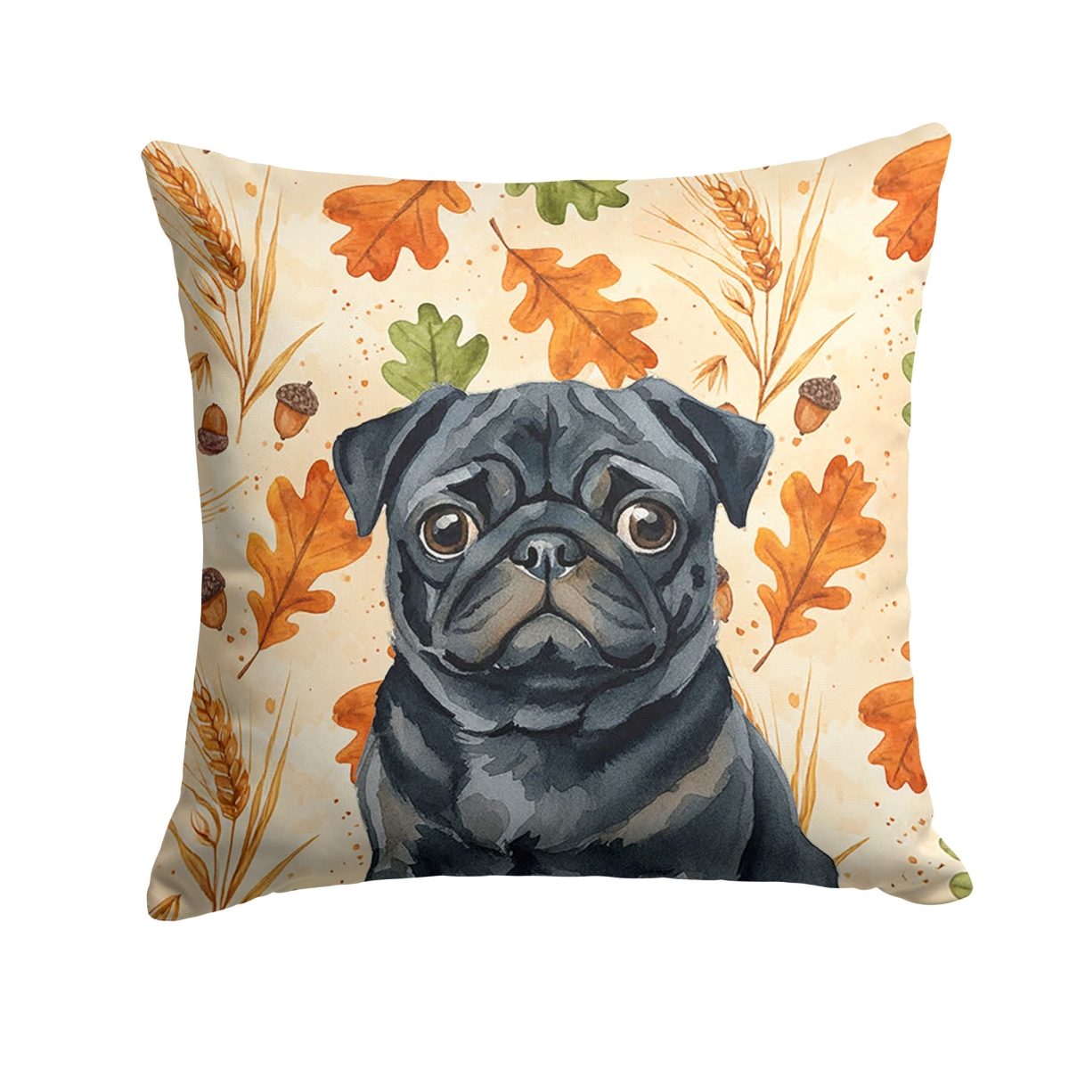 WDK7981PW1818 18 x 18 in. Black Pug Heirloom Fall Throw Pillow