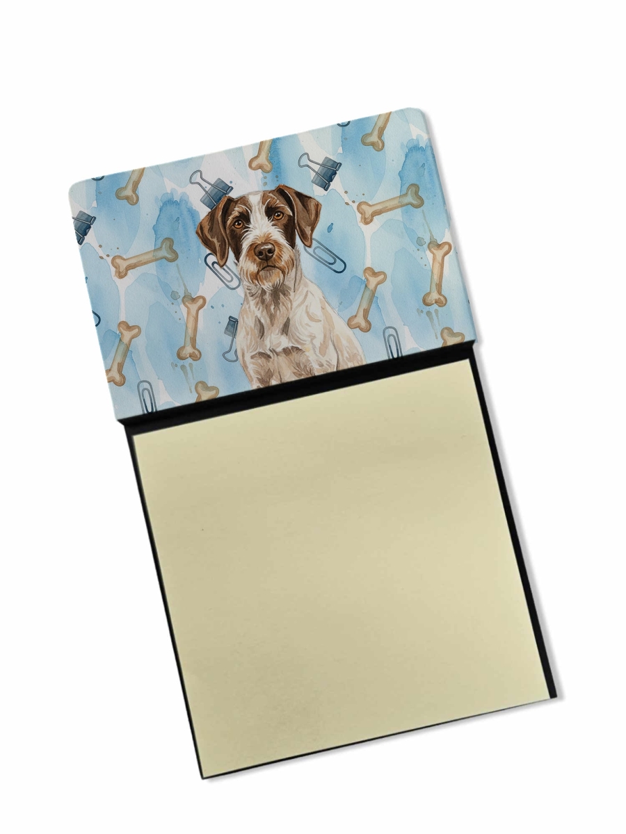 DAC9309SN 5.25 x 3.25 in. Liver & White German Wirehaired Pointer Coworker Watercolor Sticky Note Holder - Blue