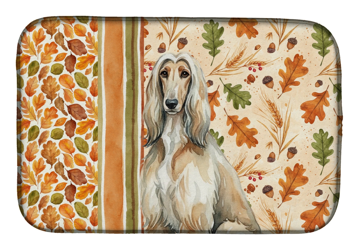 Picture of Carolines Treasures WDK7666DDM 21 x 14 in. Afghan Hound Heirloom Fall Dish Drying Mat - Multi Color