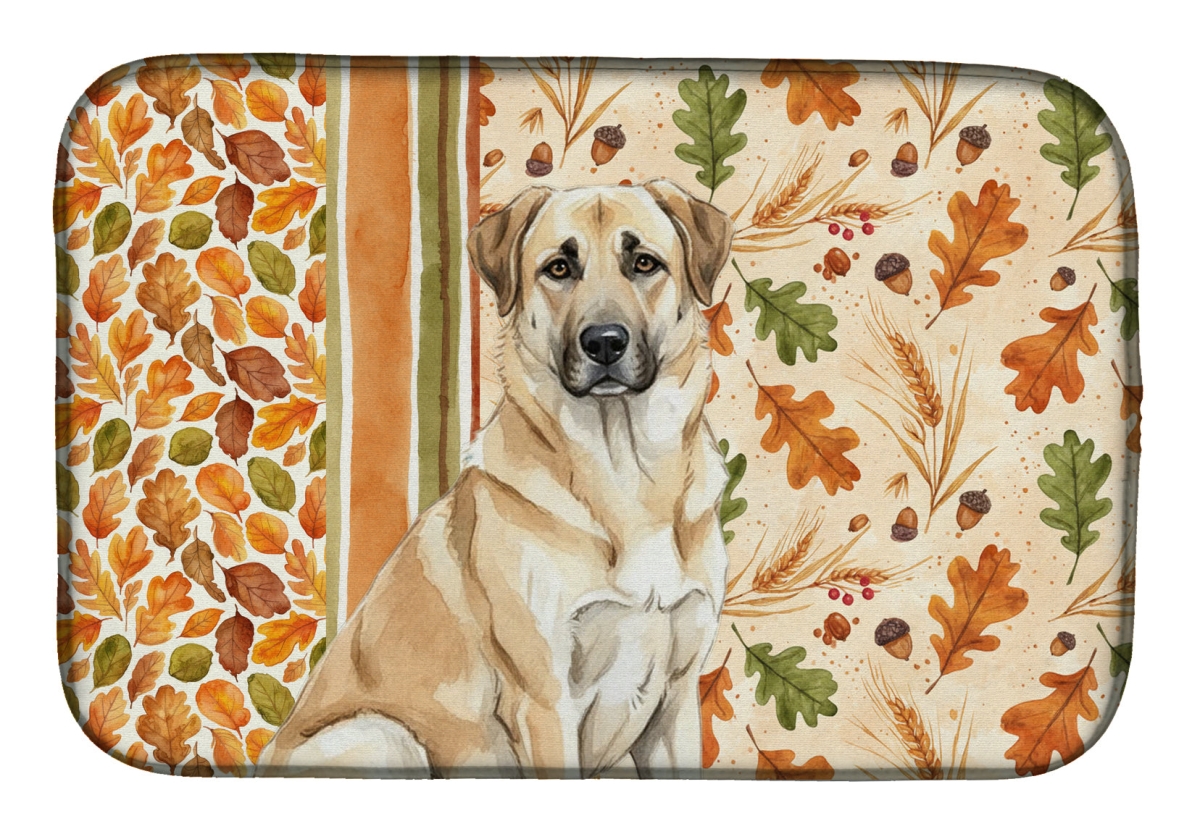 Picture of Carolines Treasures WDK7686DDM 21 x 14 in. Anatolian Shepherd Dog Heirloom Fall Dish Drying Mat - Multi Color
