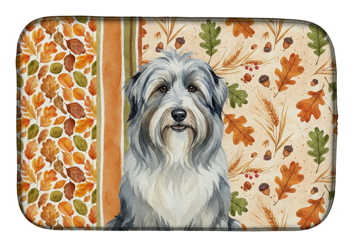 Picture of Carolines Treasures WDK7703DDM 21 x 14 in. Bearded Collie Heirloom Fall Dish Drying Mat - Multi Color