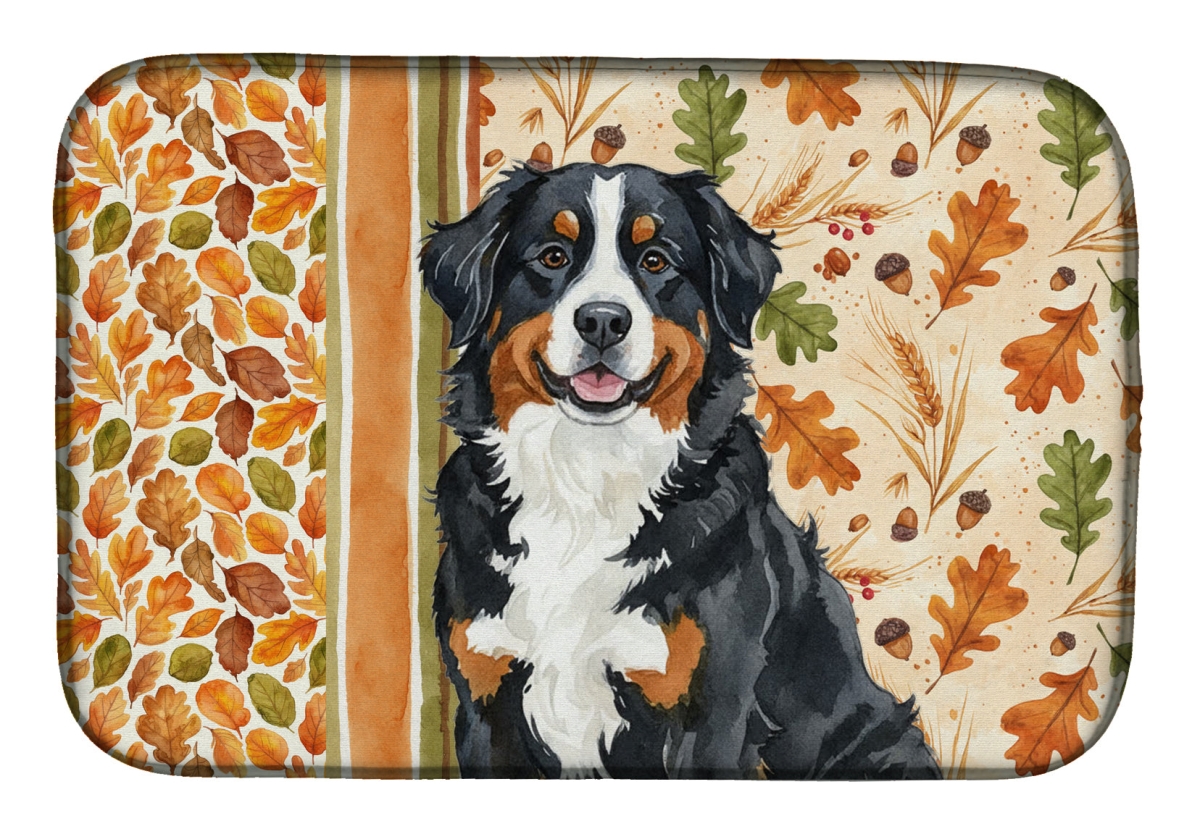 Picture of Carolines Treasures WDK7713DDM 21 x 14 in. Bernese Mountain Dog Heirloom Fall Dish Drying Mat - Multi Color