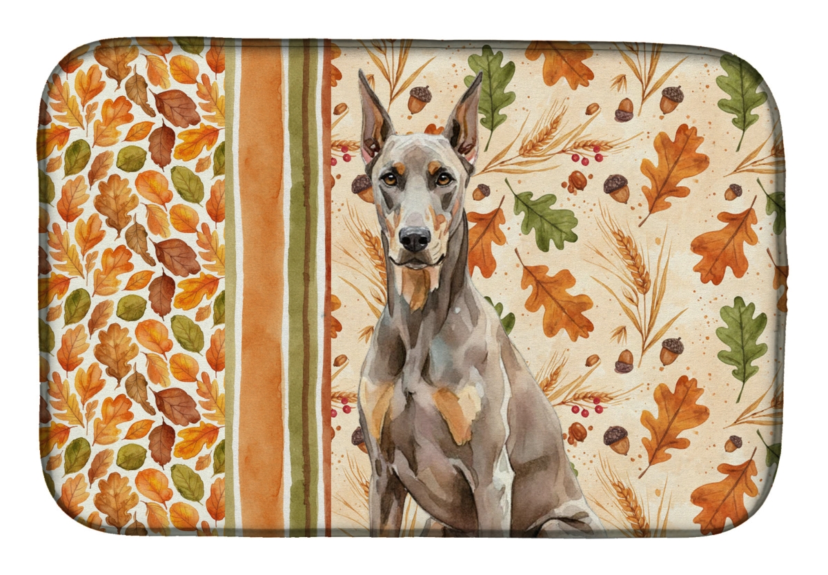 Picture of Carolines Treasures WDK7808DDM 21 x 14 in. Fawn Doberman Pinscher Heirloom Fall Dish Drying Mat - Multi Color