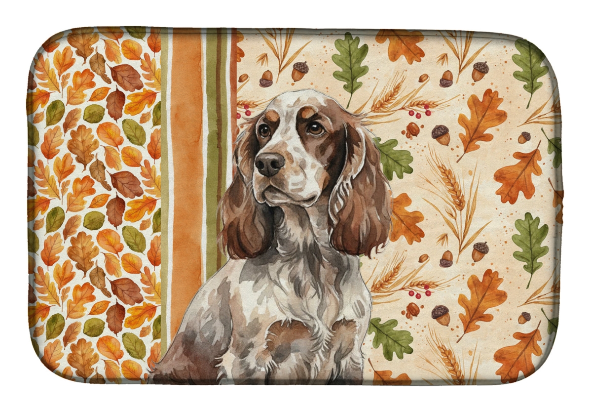 Picture of Carolines Treasures WDK7821DDM 21 x 14 in. Liver Roan English Cocker Spaniel Heirloom Fall Dish Drying Mat - Multi Color