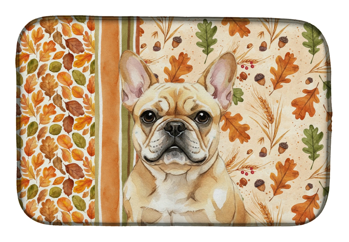 Picture of Carolines Treasures WDK7840DDM 21 x 14 in. Fawn French Bulldog Heirloom Fall Dish Drying Mat - Multi Color