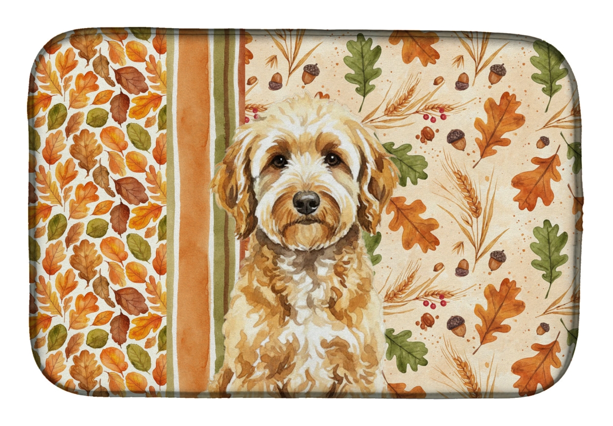 Picture of Carolines Treasures WDK7852DDM 21 x 14 in. Goldendoodle Heirloom Fall Dish Drying Mat - Multi Color