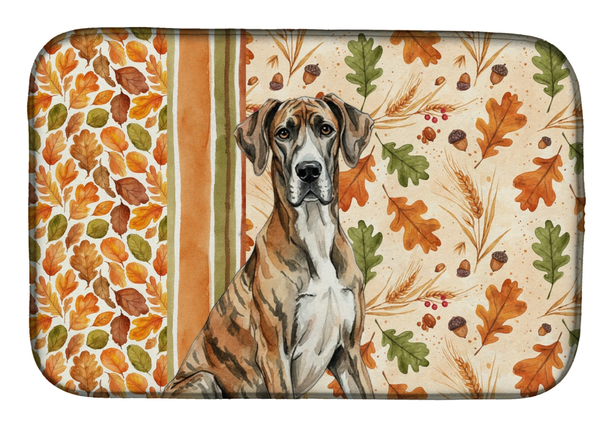 Picture of Carolines Treasures WDK7855DDM 21 x 14 in. Brindle Great Dane Heirloom Fall Dish Drying Mat - Multi Color