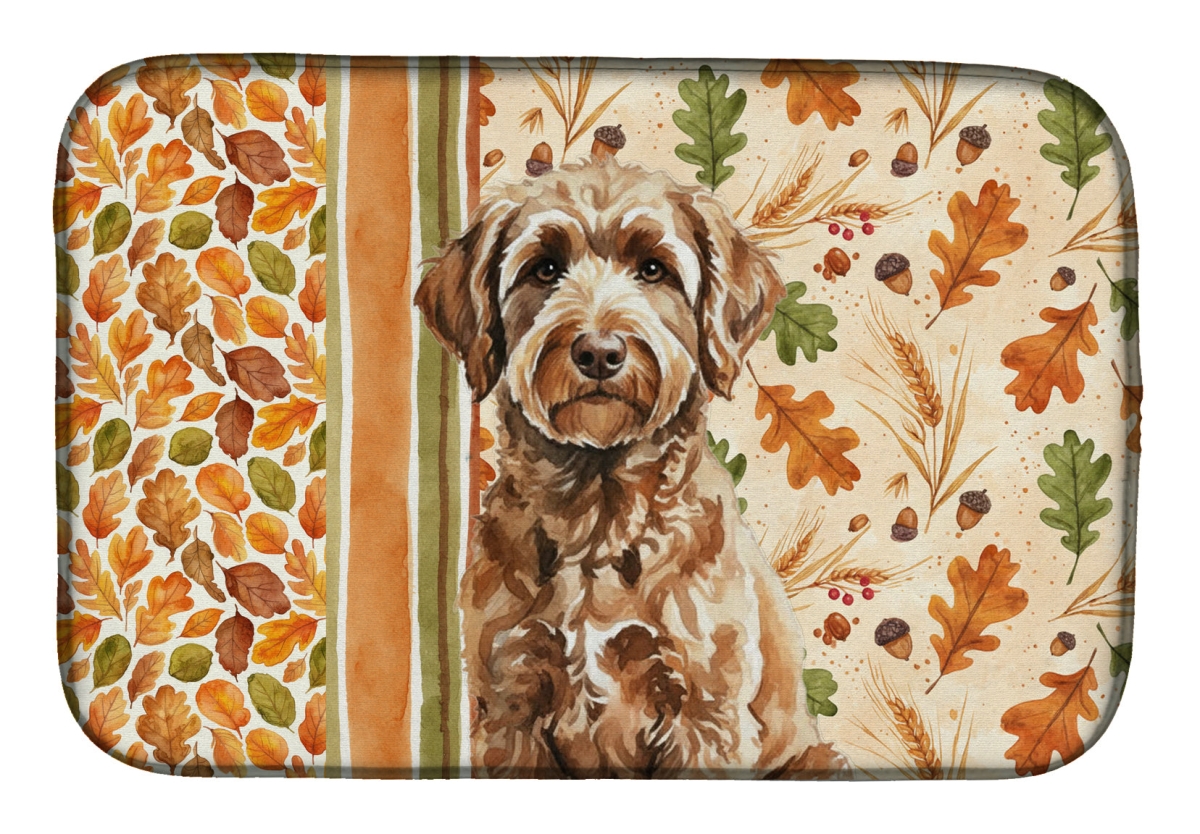 Picture of Carolines Treasures WDK7890DDM 21 x 14 in. Chocolate Labradoodle Heirloom Fall Dish Drying Mat - Multi Color