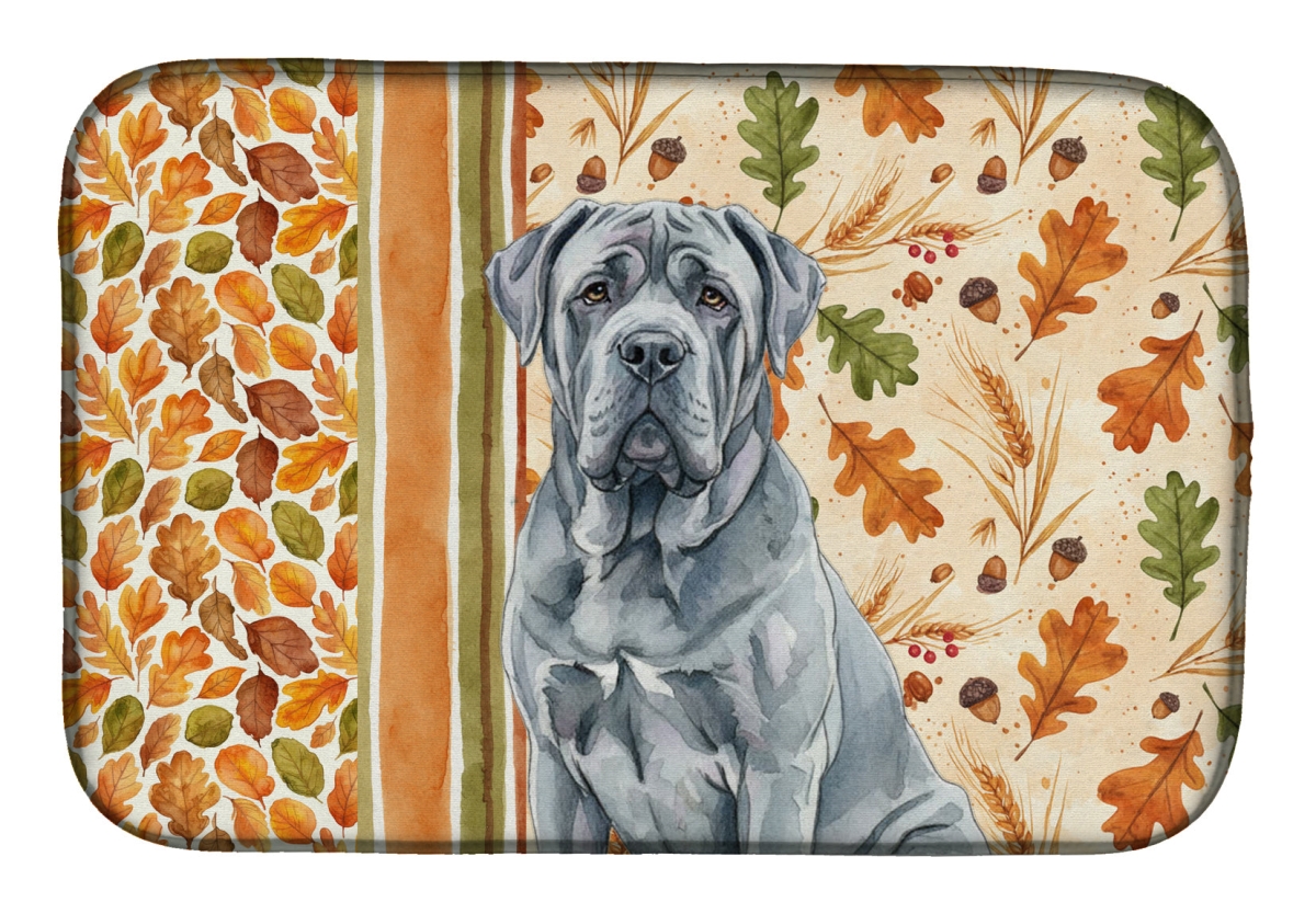 Picture of Carolines Treasures WDK7922DDM 21 x 14 in. Blue Neapolitan Mastiff Heirloom Fall Dish Drying Mat - Multi Color