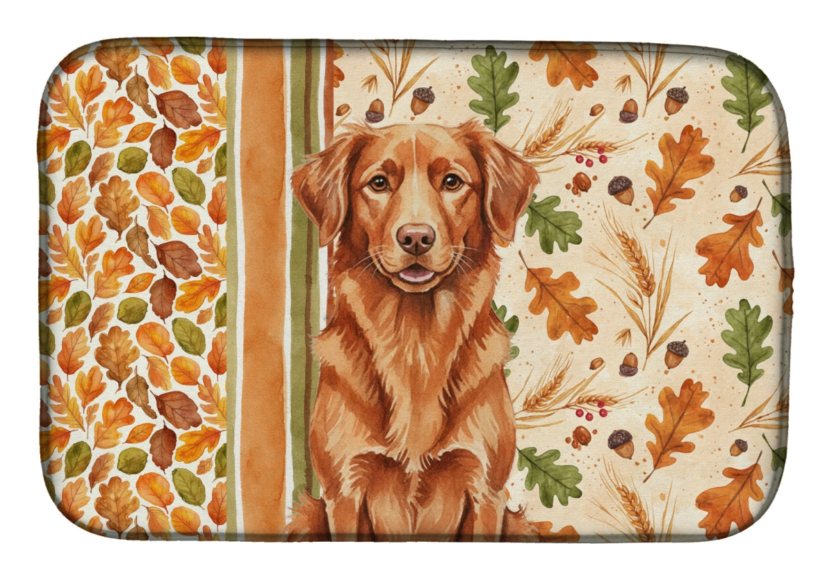 Picture of Carolines Treasures WDK7934DDM 21 x 14 in. Copper Nova Scotia Duck Tolling Retriever Heirloom Fall Dish Drying Mat - Multi Color