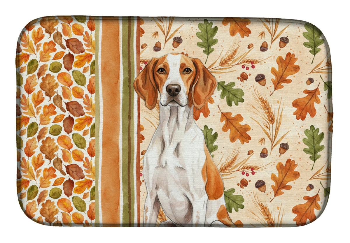 Picture of Carolines Treasures WDK7957DDM 21 x 14 in. Orange & White Pointer Heirloom Fall Dish Drying Mat - Multi Color