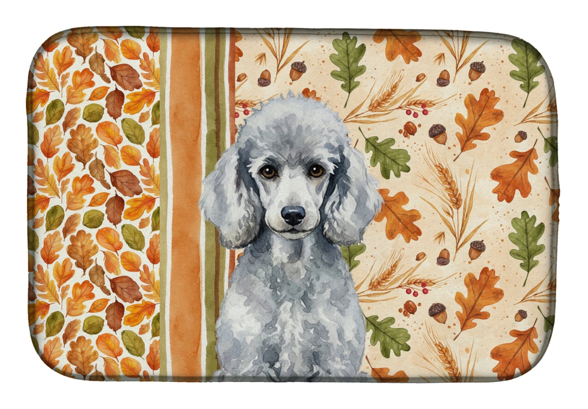 Picture of Carolines Treasures WDK7970DDM 21 x 14 in. Standard Silver Poodle Heirloom Fall Dish Drying Mat - Multi Color