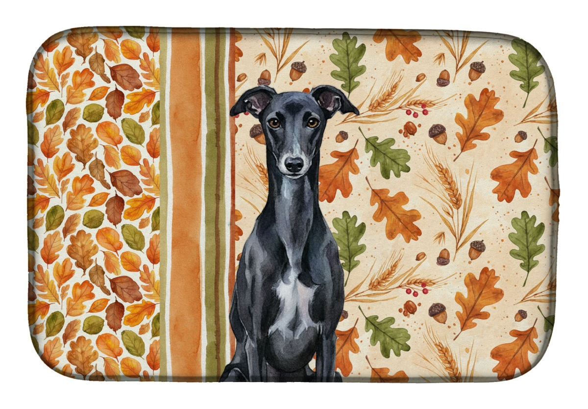 WDK8051DDM 21 x 14 in. Black Whippet Heirloom Fall Dish Drying Mat - Multi Color