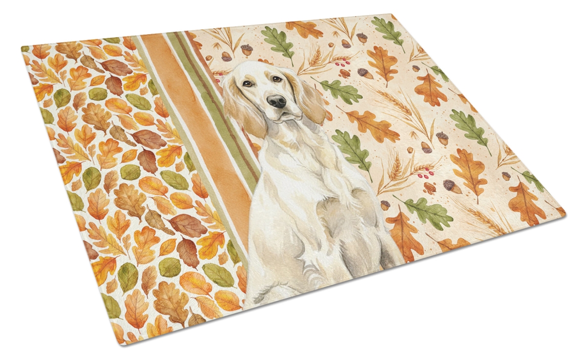 Picture of Carolines Treasures WDK7828LCB 15 x 12 in. Lemon Belton English Setter Heirloom Fall Glass Cutting Board