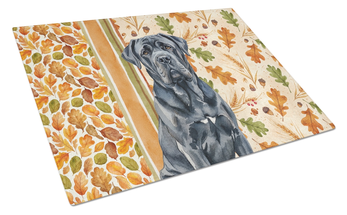 Picture of Carolines Treasures WDK7921LCB 15 x 12 in. Black Neapolitan Mastiff Heirloom Fall Glass Cutting Board