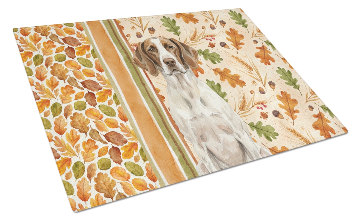 WDK7955LCB 15 x 12 in. Liver & White Pointer Heirloom Fall Glass Cutting Board