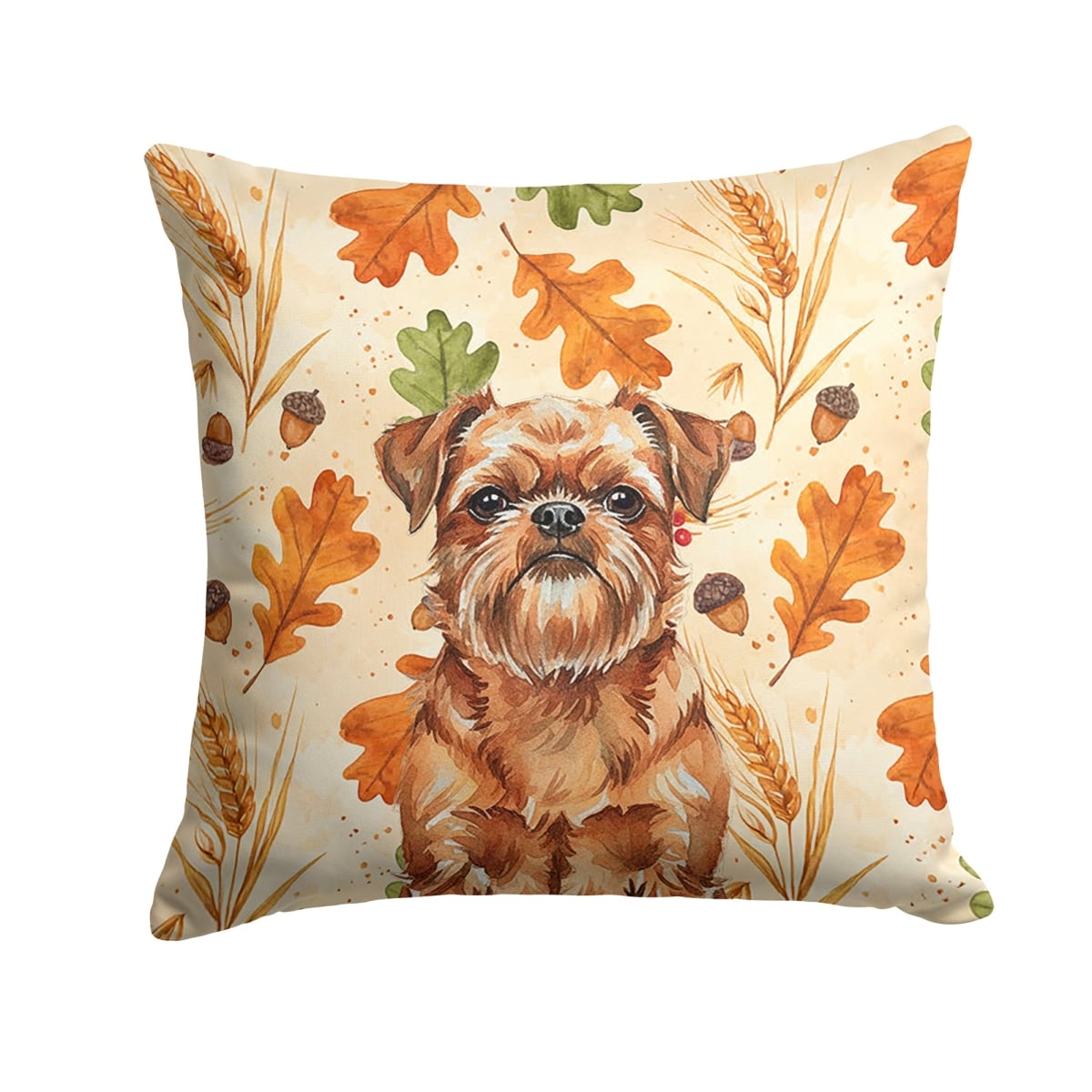 WDK7748PW1414 14 x 14 in. Red Brussels Griffon Heirloom Fall Throw Pillow
