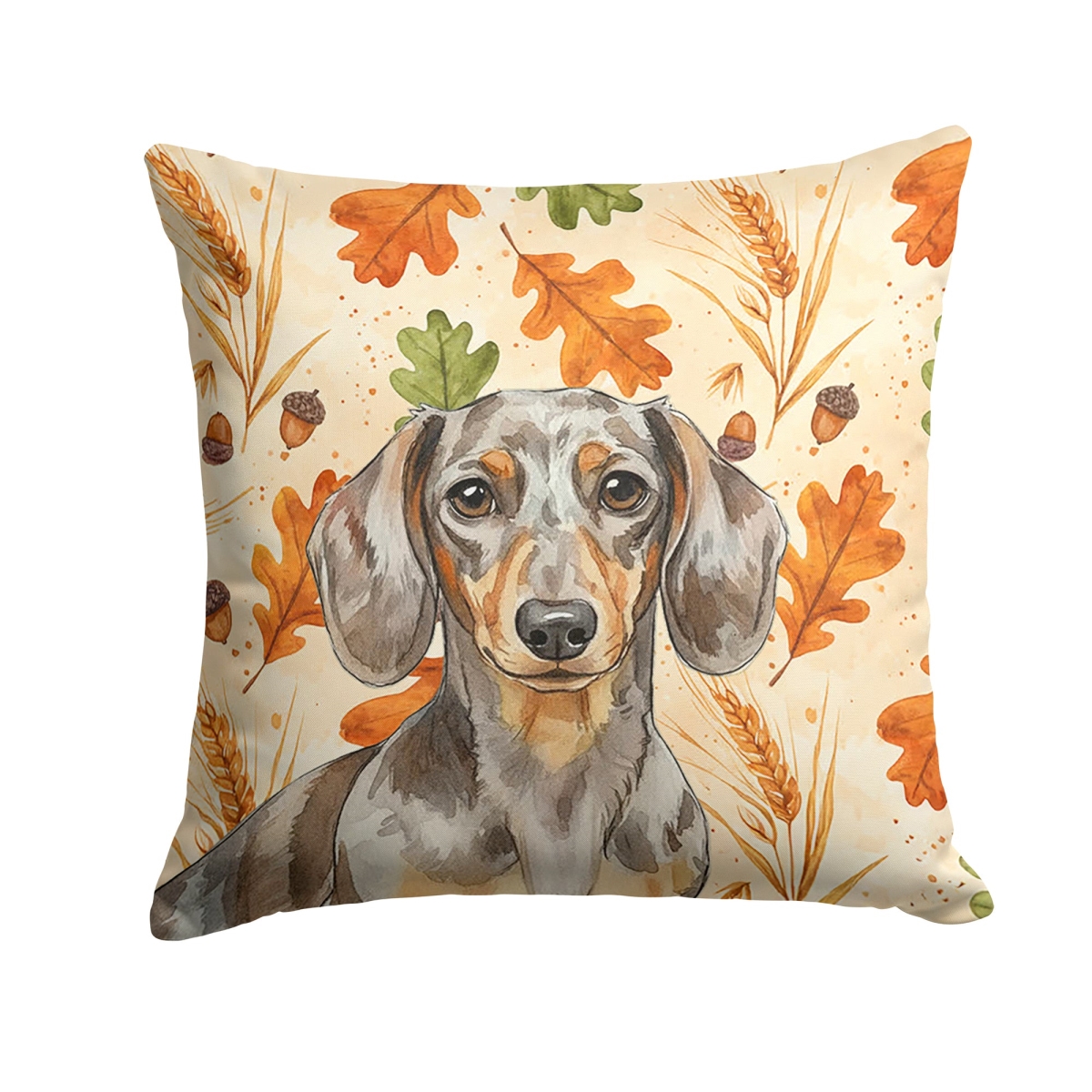 WDK7794PW1414 14 x 14 in. Dapple Dachshund Heirloom Fall Throw Pillow