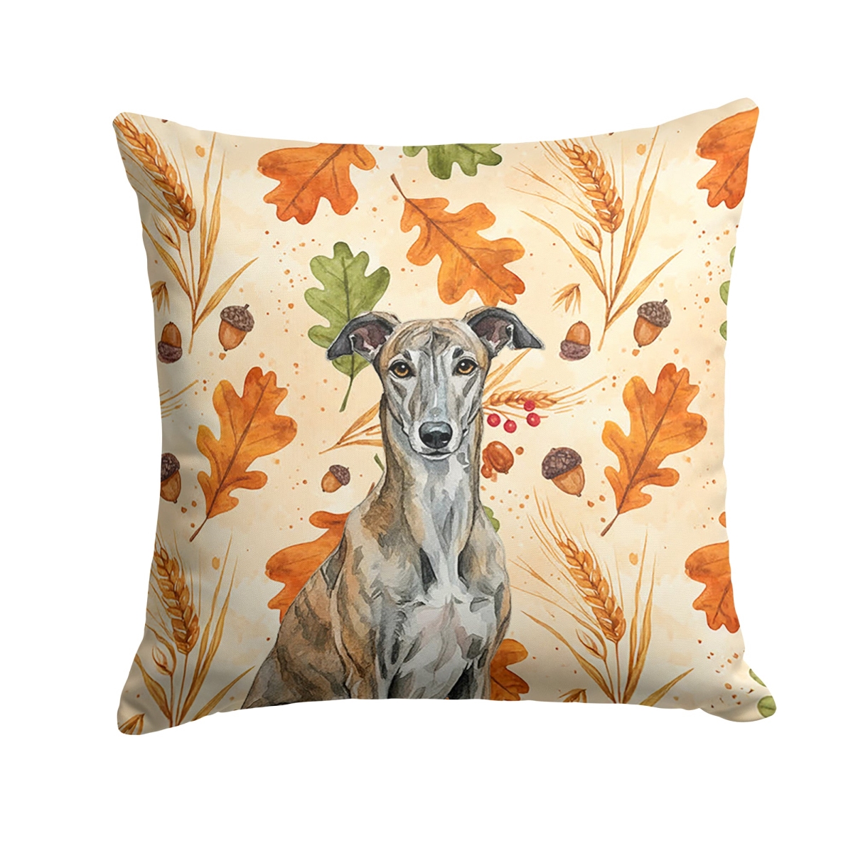 WDK7863PW1414 14 x 14 in. Brindle Greyhound Heirloom Fall Throw Pillow