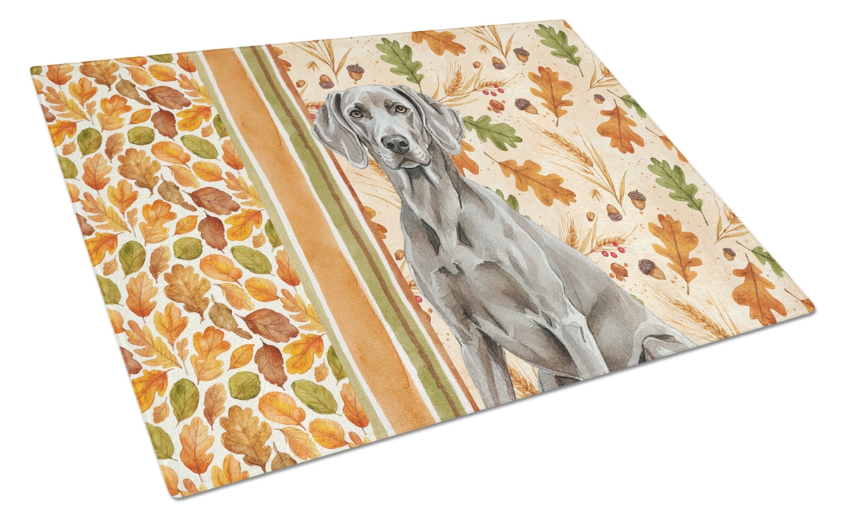 Picture of Carolines Treasures WDK8047LCB 15 x 12 in. Weimaraner Heirloom Fall Glass Cutting Board