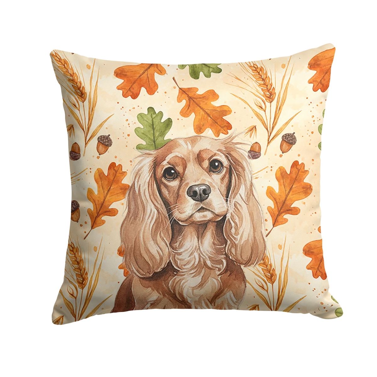 WDK7764PW1414 14 x 14 in. Ruby Cavalier Spaniel Heirloom Fall Throw Pillow